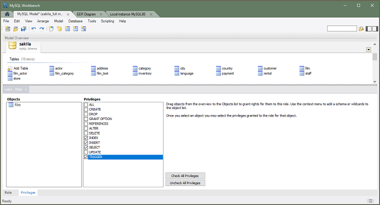 To perform CRUD operations in MySQL, we must first define roles and grant them privileges.