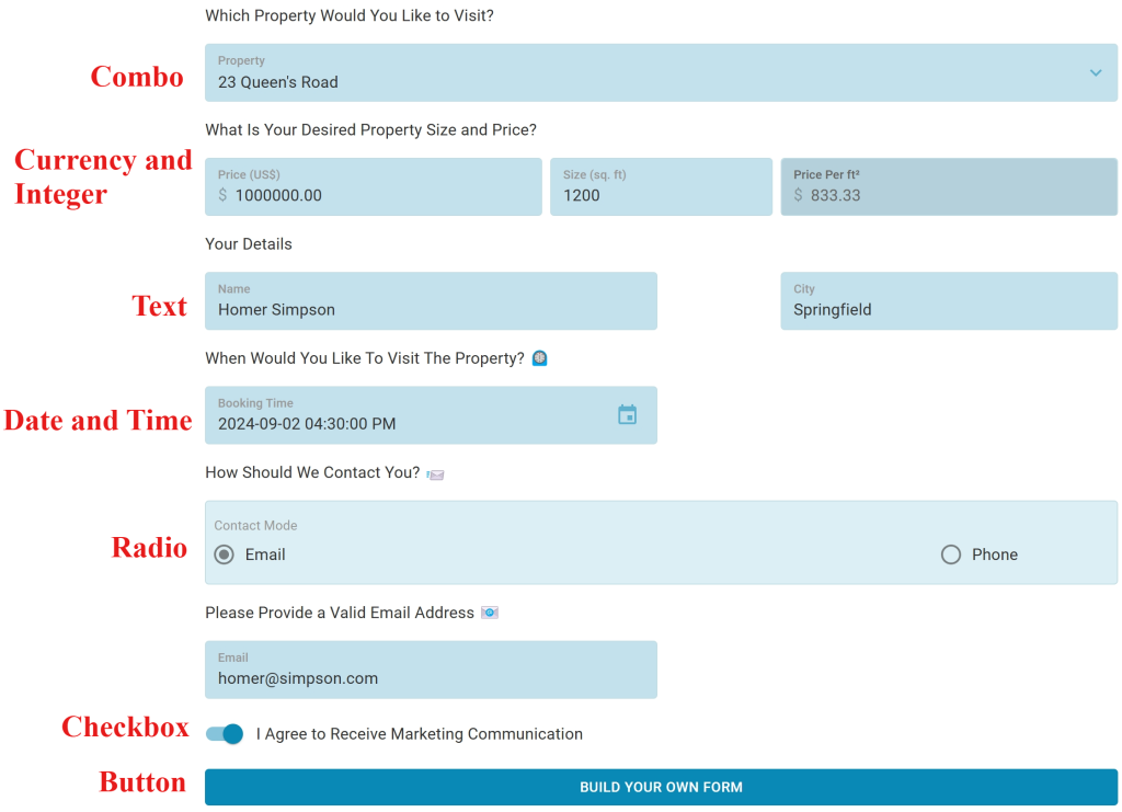 Five.Co - Display Types in Our Form